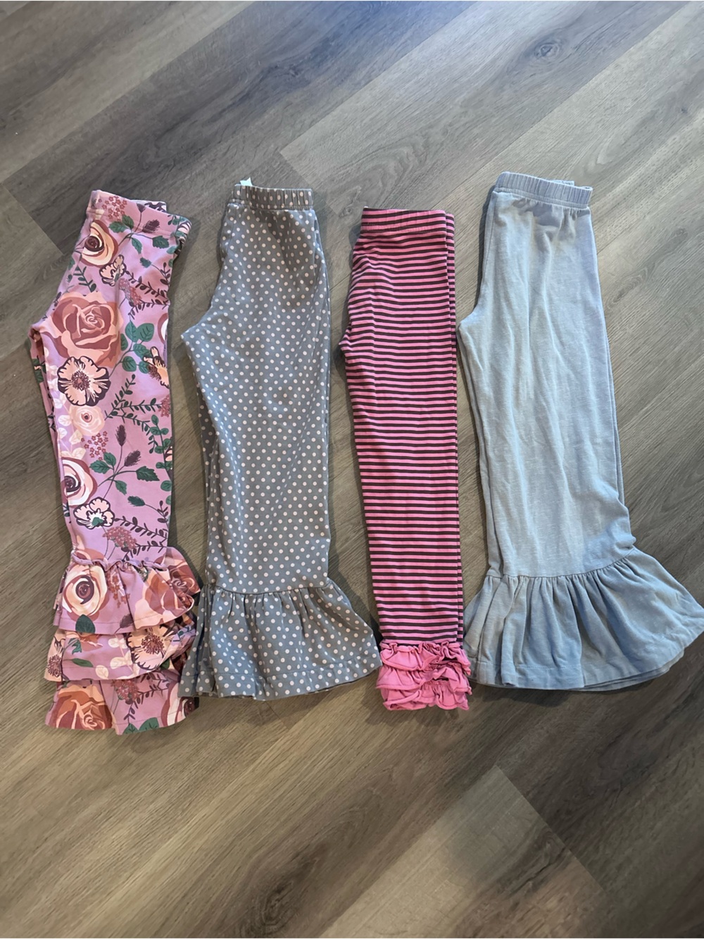 Lot of 4 Matilda Jane Girls Ruffle-Hem Leggings Pack - Pink, Gray